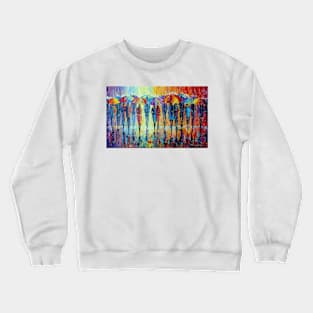 Lovers notice not rain, but multi-colored umbrellas Crewneck Sweatshirt